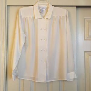 Vintage Claude Bennett Off White Top Petite 12